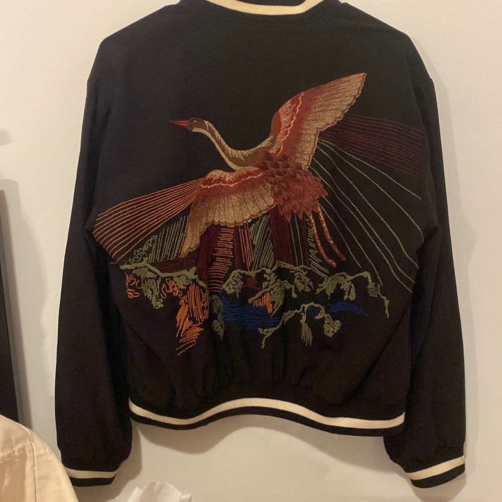 Reversible Embroidered Satin Bomber Jacket